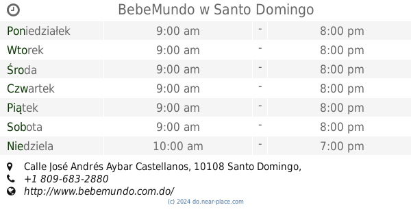 Bebemundo Santo Domingo Godziny Otwarcia Calle Jose Andres Aybar Castellanos Tel 1 809 6